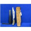 Image 1 : Fixed Blade Knife with Stag Handle and Leather Sheath