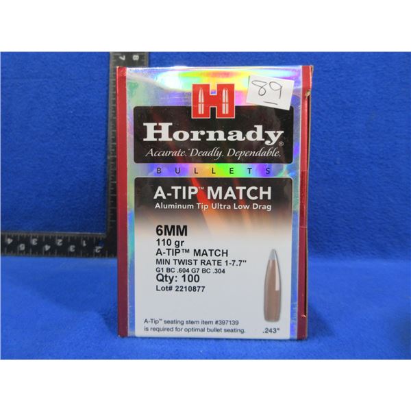 NEW - 6MM .243" 110gr A-Tip Match Hornady Bullets