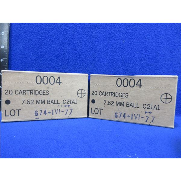 7.62MM Ball Military Cartridges - 2 Sealed Boxes of 20
