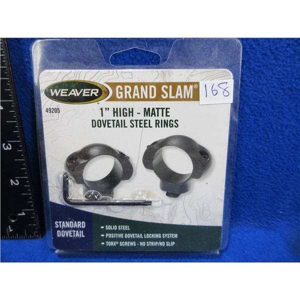 NEW - Weaver 1" High Matte Dovetail Steel Rings