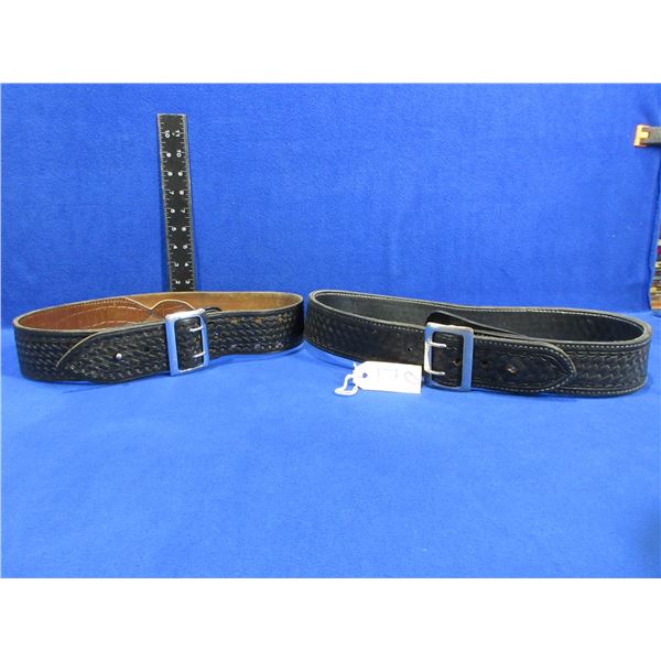 2 Leather Belts - stamped 32 and the other is stamped 36