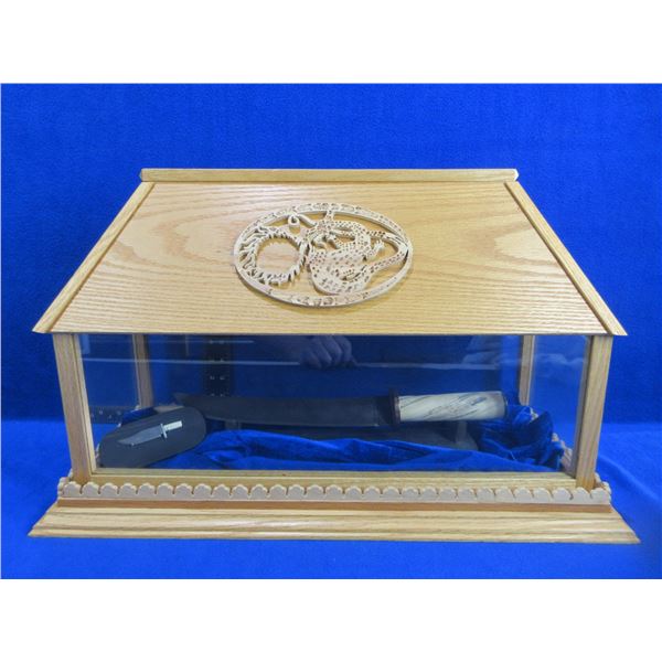 Handcrafted Damascus Tanto Knife w/ Narwahl Ivory Handle