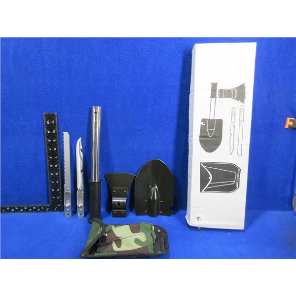 NEW - 4 In 1 Interchangeable Shovel, Axe, Saw and Knife