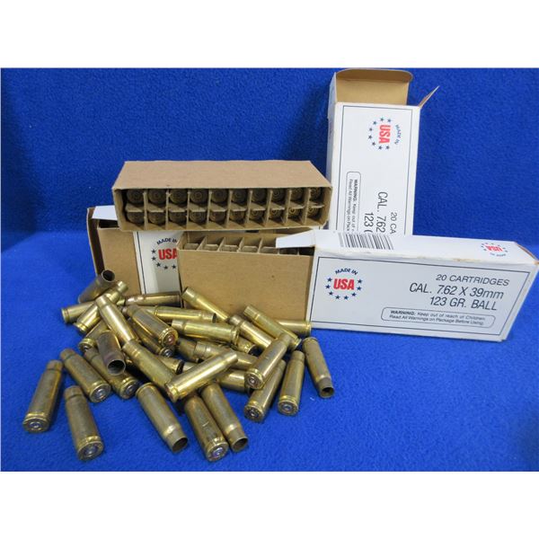 Brass Only - 7.62X39 Unprimed - 3 Boxes of 20, Bag of 35