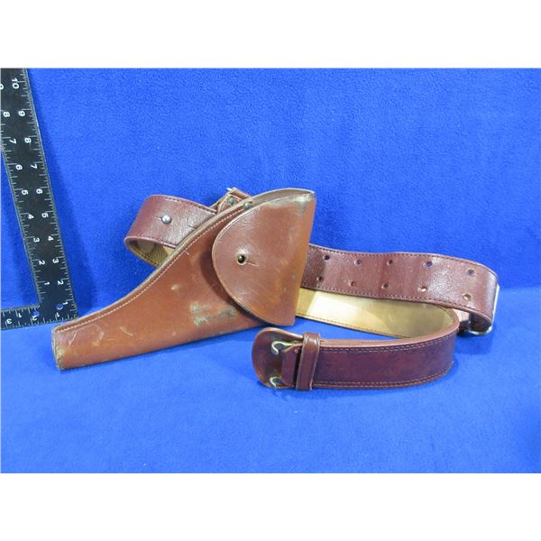 S&W Leather Belt and Leather Holster - Belt is Marked "34"