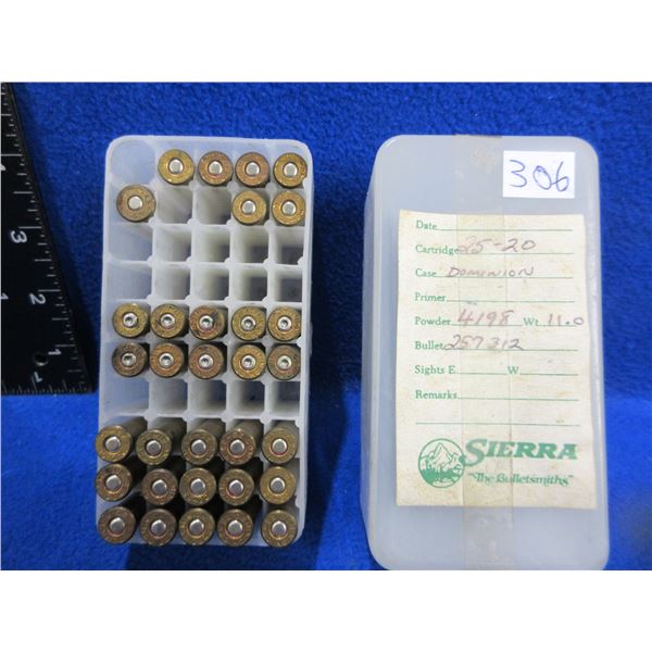 25-20 Win. Reloads - Box of 15 + 16 Brass