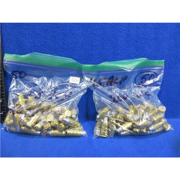 45 ACP 200gr SWC Reloads - 2 Bags of 50