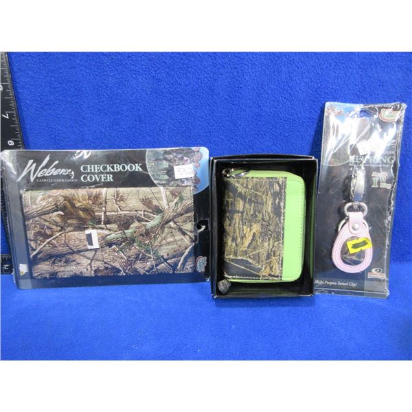 New - Weber's Checkbook Cover, Zip Wallet and Key Ring