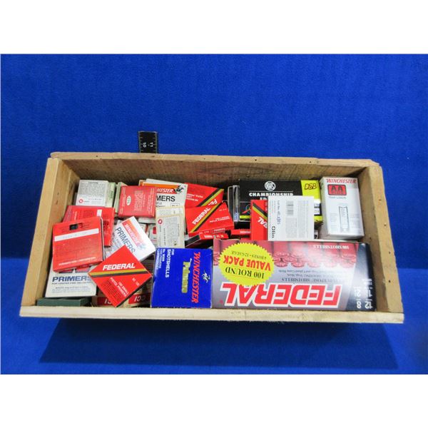 Wood Ammo Box with Empty Ammo/Primer Boxes