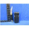 Image 2 : Folding Locking Blade Knife with Leather Sheath - 3" Blade
