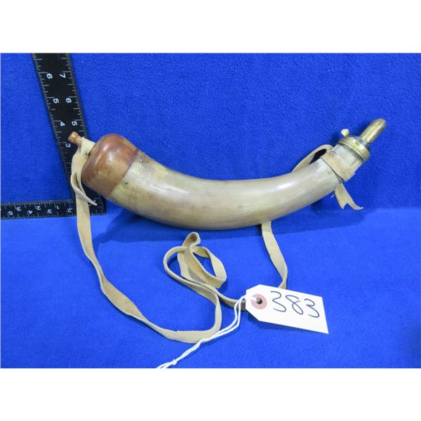 Vintage Powderhorn with Brass and Wood