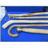 Image 2 : 2 Vintage Wood Canes and 3 Vintage Walking Sticks