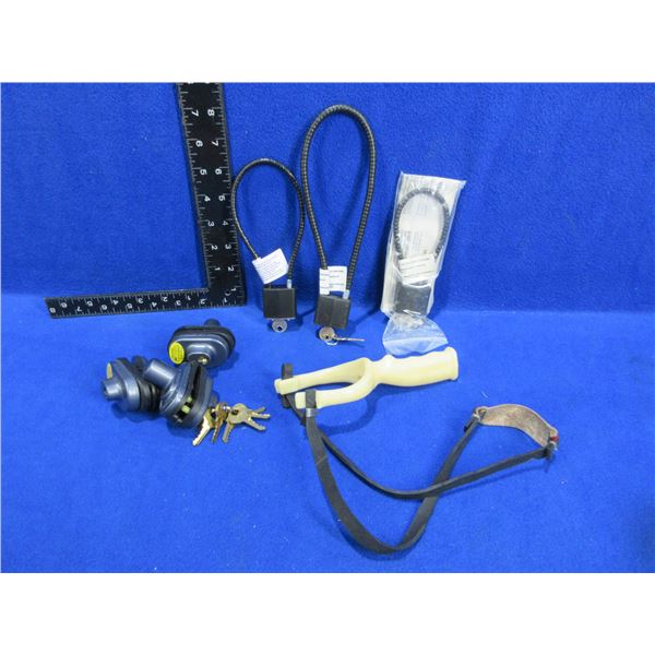 3 Cable Locks, 3 Trigger Locks and a Sling Shot
