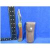 Image 1 : Folding Blade Lock Knife with Leather Sheath - 3 1/2" Blade