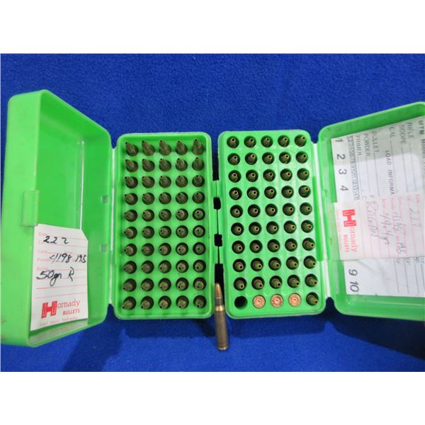 222 Rem. HP Reloads - Box of 50, Box of 47 + 3 Brass