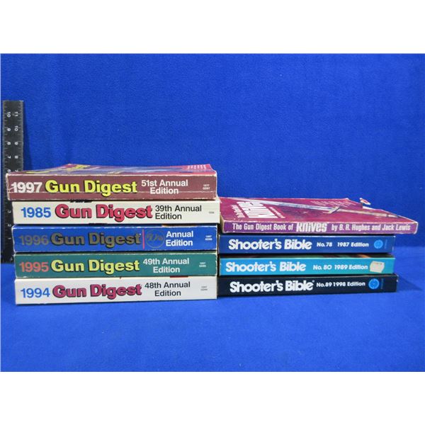 9 Books -5 Gun Digest, 3 Shooter's Bible, Gun Digest Knives