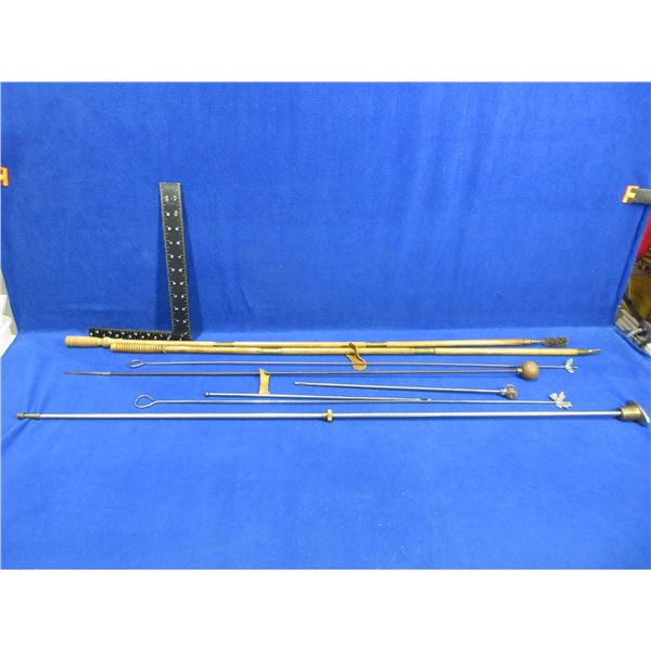 Lot of 8 Assorted Vintage Wood and Metal Cleaning Rods