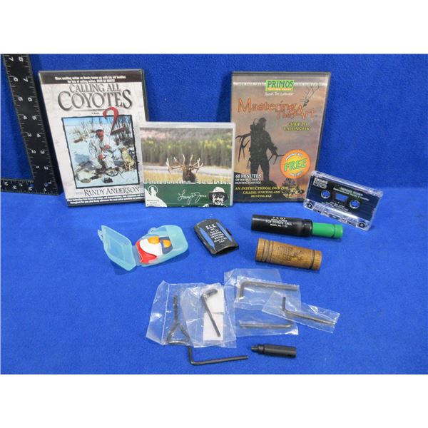 3 Game Calls, 3 Reeds, CD, 2 DVD's and a Cassette Tape