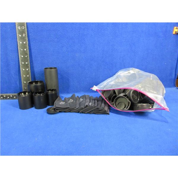 Lot of Assorted Lens Covers, Sunshades and Lens Cloths