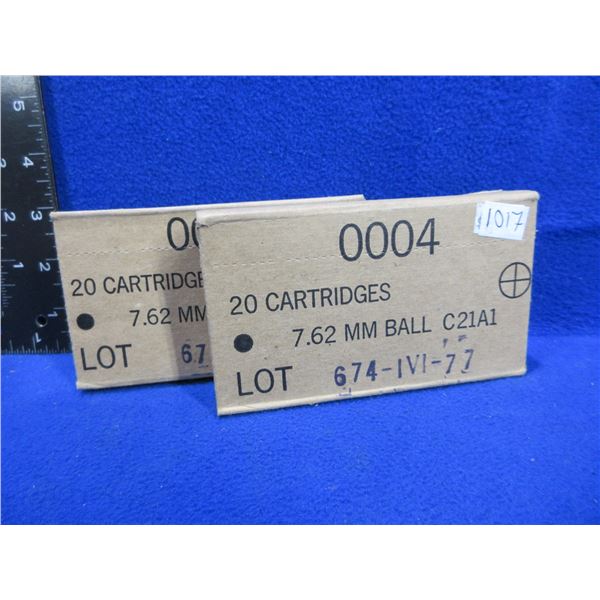 7.62MM Ball Military Cartridges - 2 Sealed Boxes of 20