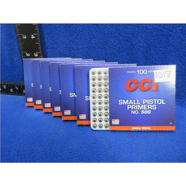 CCI No. 500 Small Pistol Primers - 7 Boxes of 100