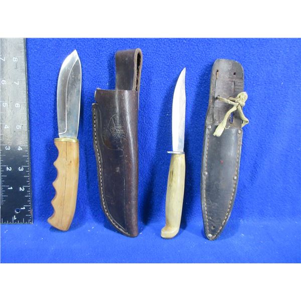 2 Fixed Blade Knives with Leather Sheaths