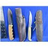 Image 3 : 2 Fixed Blade Knives with Leather Sheaths