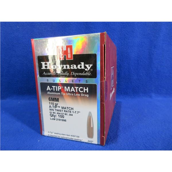 NEW - 6MM .243" 110gr A-Tip Match Hornady Bullets