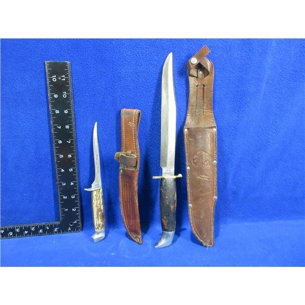 2 Fixed Blade Knives with Leather Sheaths