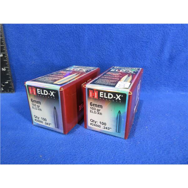 NEW - 6MM .243" 103gr ELD-X Hornady Bullets