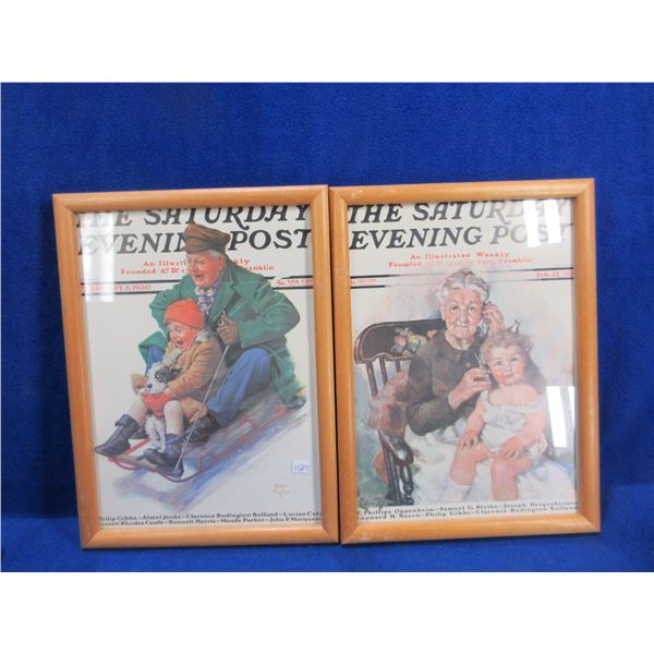 2 Vintage Framed Prints - The Saturday Evening Post