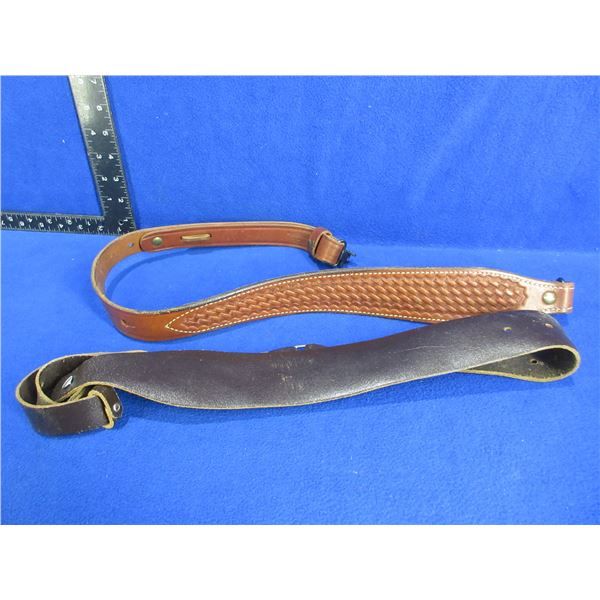 2 Leather Slings - Bianchi # 64 Cobra w/ Swivels & Unknown