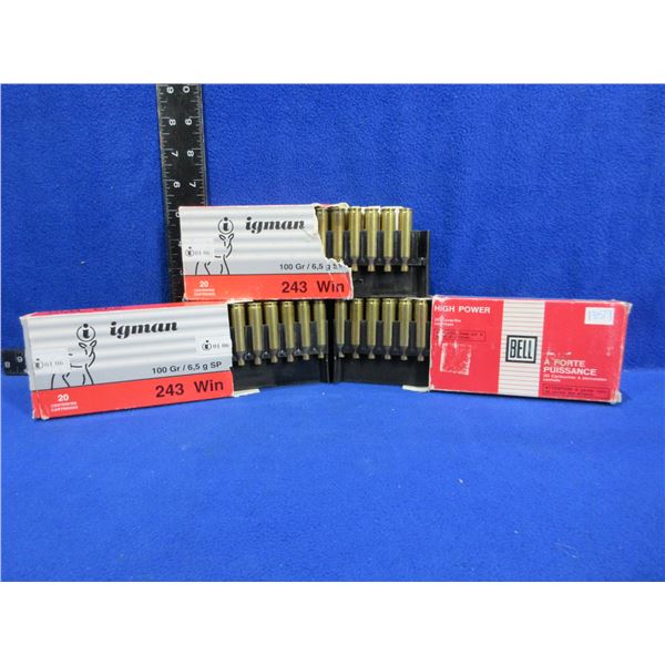 Brass Only - 243 Win. Unprimed - 2 Boxes of 20, Box of 17