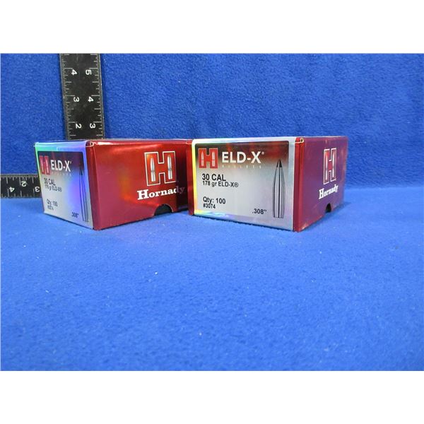 NEW - 30 Cal. .308" 178gr ELD-X Hornady Bullets