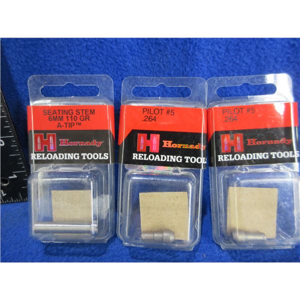 NEW - 2 Hornady Pilots #5 .264" and Seating Stem 6MM