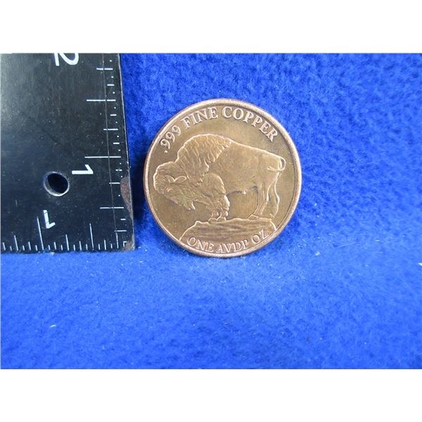 .999 Fine Copper One AVDP Ounce - Buffalo Coin