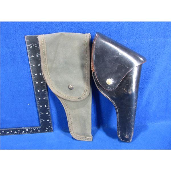 2 Holsters - S&W "K" Frame 6" Canvas and 5" Leather