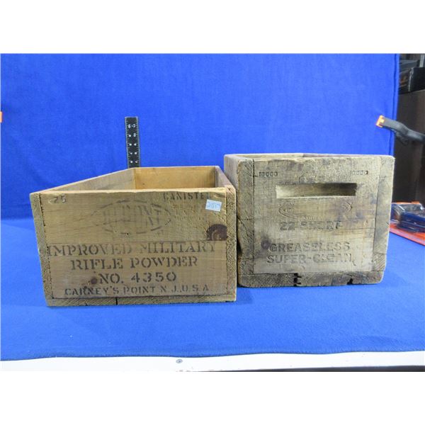 2 Wood Ammo Boxes - DuPont and CIL Dominion