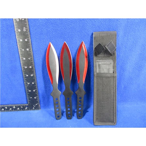 NEW - 3 Throwing Knife Set with Nylon Sheath
