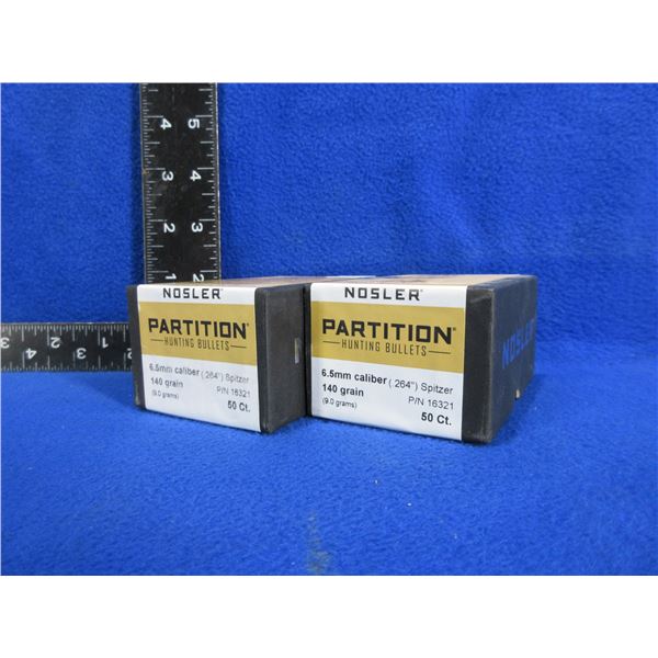 NEW - 6.5MM .264" 140gr Spitzer Nosler Partition Bullets