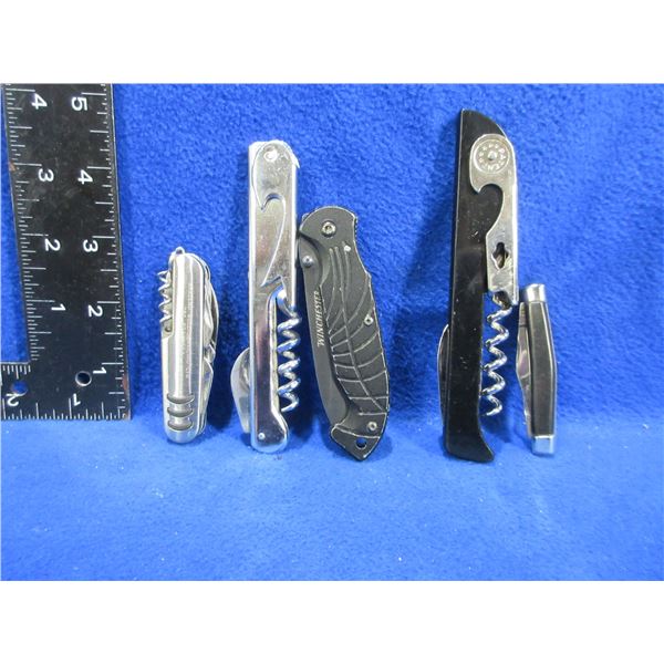 2 Pocket Knives, 2 Cork Screws & 1 Swiss Style Knife