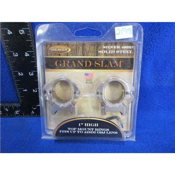 NEW - Weaver Grand Slam 1" High Top Mount Rings Silver
