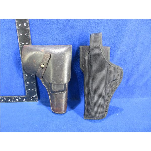 2 Holsters - Beretta 92/96 Nylon, Browning 1922 Leather