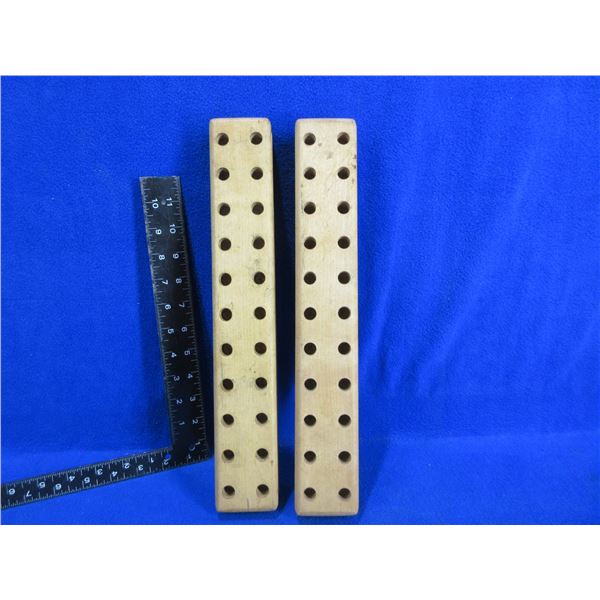 2 Wood Cartridge Reloading Blocks - 357 Mag