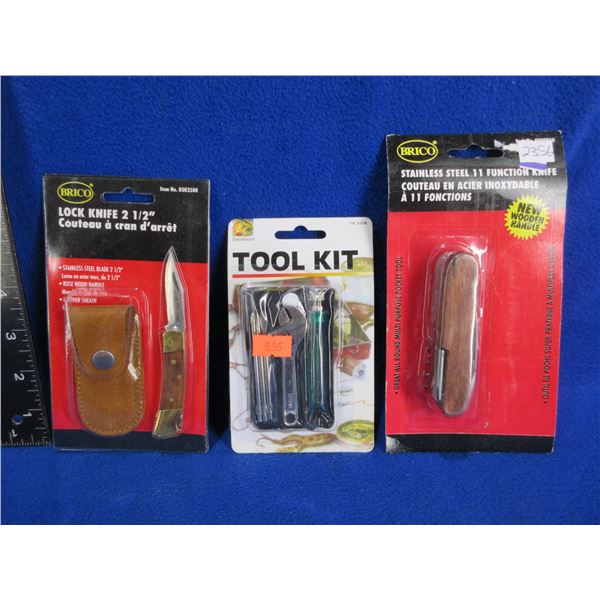 NEW - 2 Brico Knives and a Mini Tool Kit