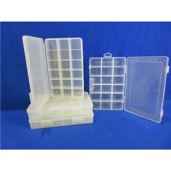 4 Plastic Compartment Parts Bins - 1 is Adjustable