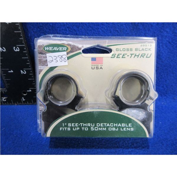 NEW - Weaver 1" See-Thru Detachable Rings - Gloss Black