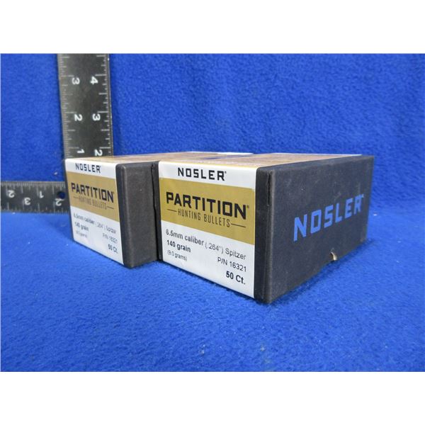 NEW - 6.5MM .264" 140gr Spitzer Nosler Partition Bullets