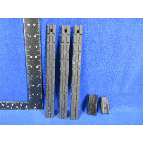 3 Unknown Steel Picatinny Rails & 2 Weaver Style Bases