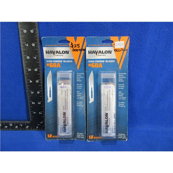 NEW - Havalon Quik-Change Blades # 60A - 2 Packs of 12